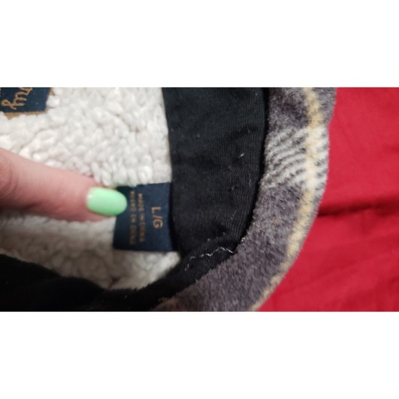 Freedom Foundry Shacket Men's Large Gray Sherpa Lined‎ Button Up Flannel - Picture 2 of 8